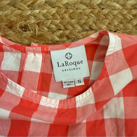 La Roque Small Pink And White Gingham Tiered Bell Sleeve Top - Picture 2 of 6